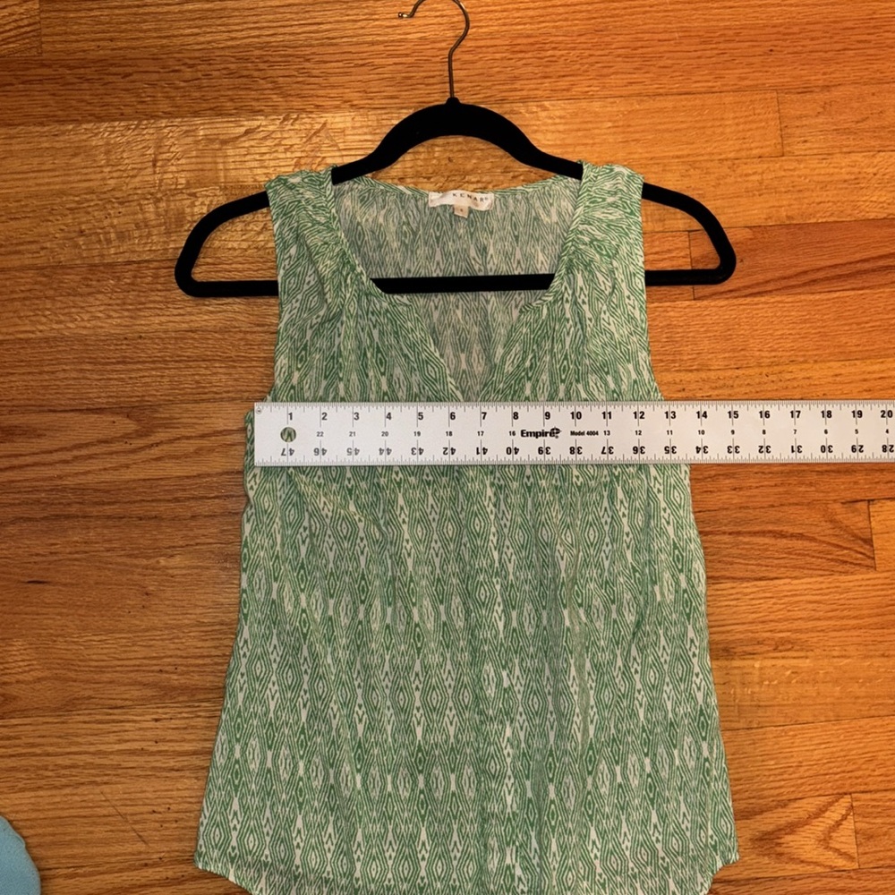 Kenar Small Green Diamond Patterned Elastic V-Neck Sleeveless Blouse SPRING - Picture 6 of 6